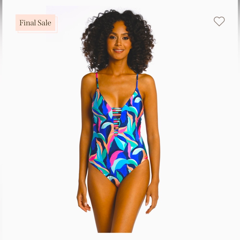 NWT La Blanca Painted Leaves Swimsuit Size 8